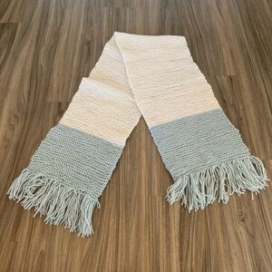 Handmade Crochet Blue and White Winter Scarf